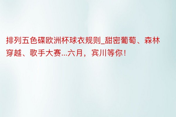 排列五色碟欧洲杯球衣规则_甜密葡萄、森林穿越、歌手大赛...六月，宾川等你！